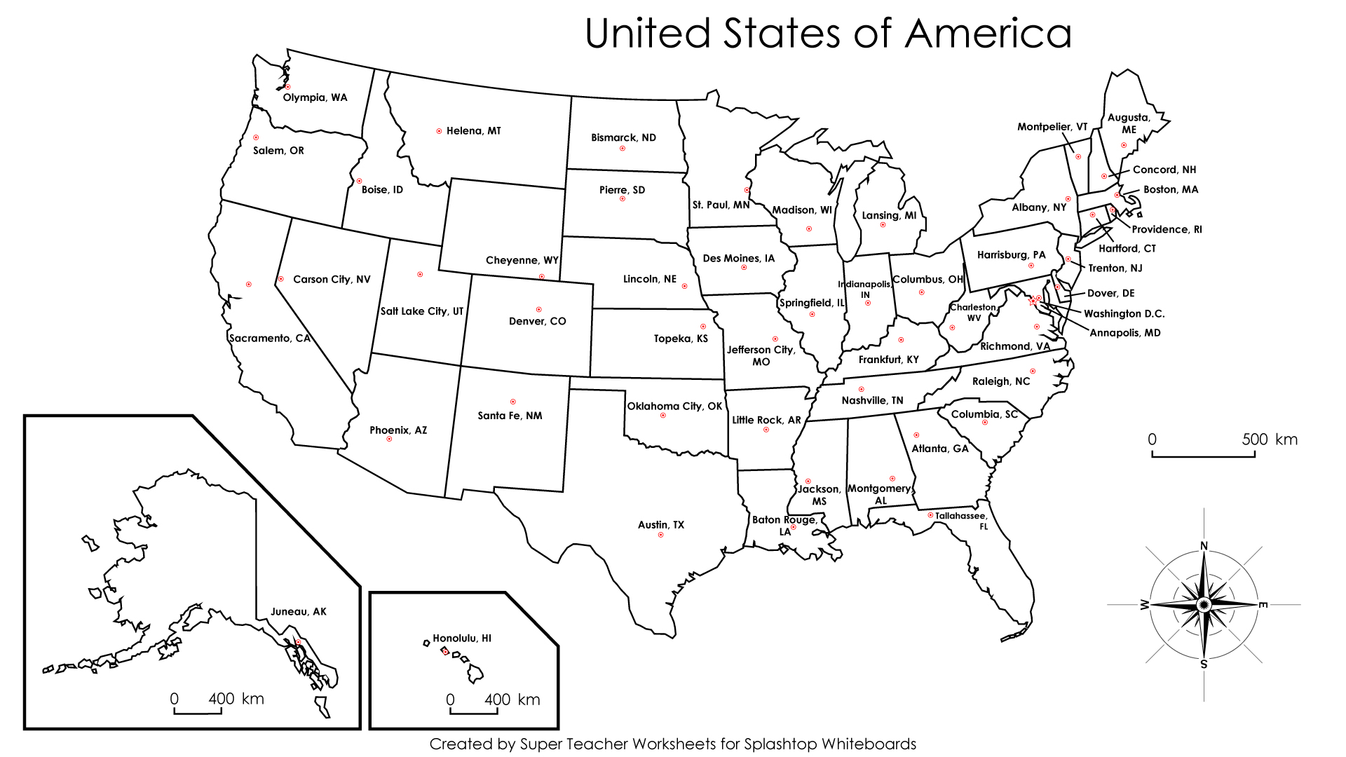 Usa States And Capitals Map
