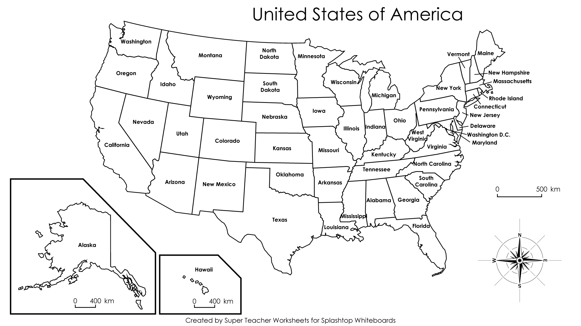 Usa States And Capitals Map Printable
